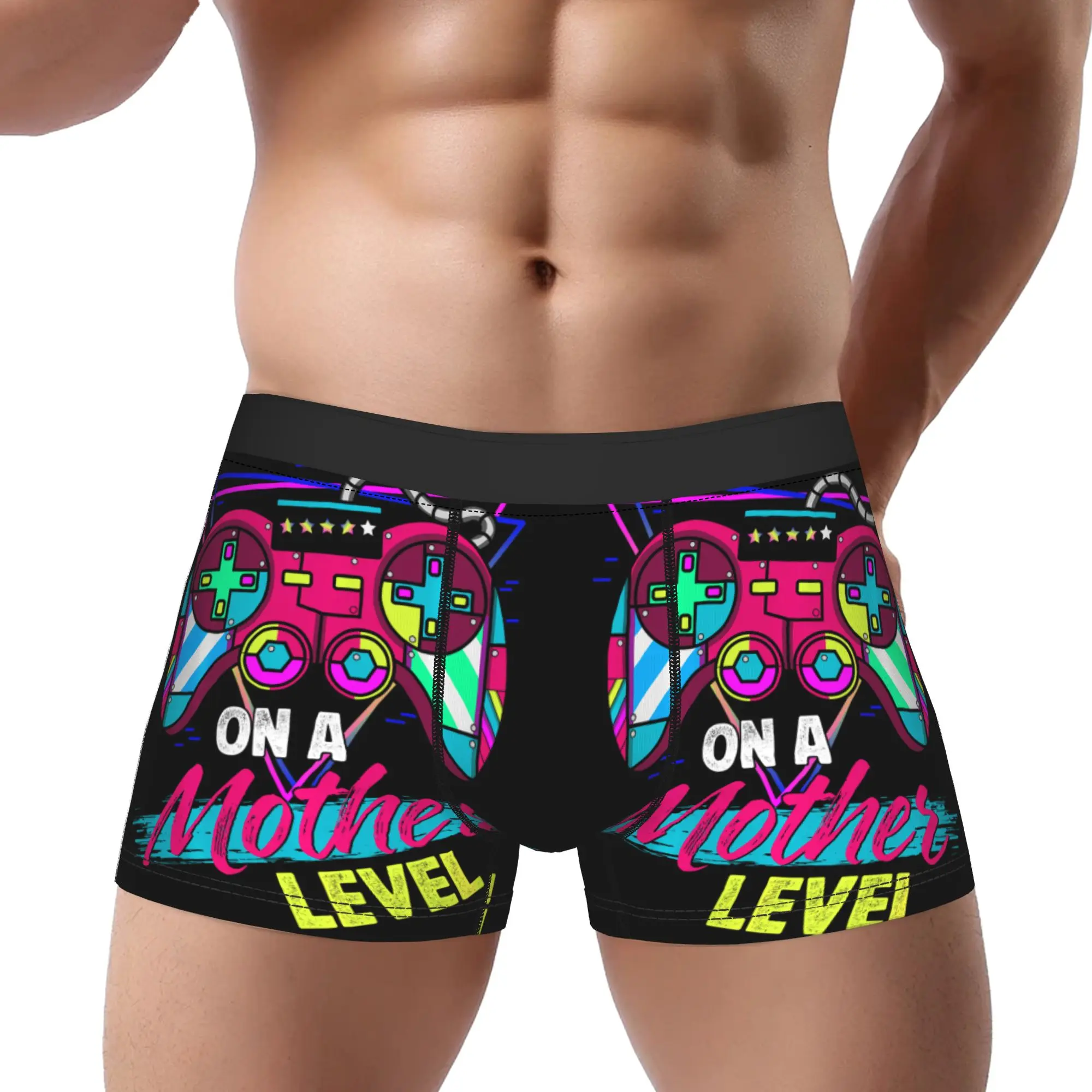 On A Mother Level Gamer  Mothers Day Underpants Breathbale Panties Male Underwear Comfortable Shorts Boxer Briefs