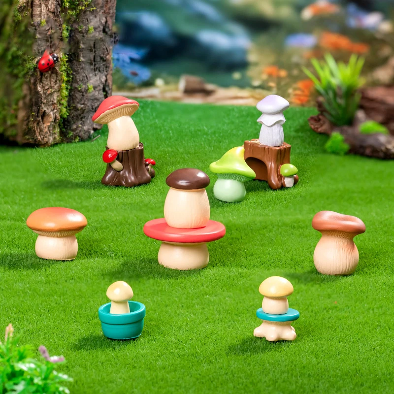 10PCS Cartoon Mushroom Elf Crafts Diy Gardening Potted Decorative Garden Small Ornaments Dollhouse Landscape Decor