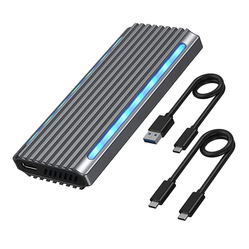 

N82R M.2 Nvme NGFF SSD-корпус USB 3.1 Type-C 10 Гбит/с SATA HDD Box 2230/2242/2260RGB LED Dual Protocol M2 SSD Enclosure Box, Du