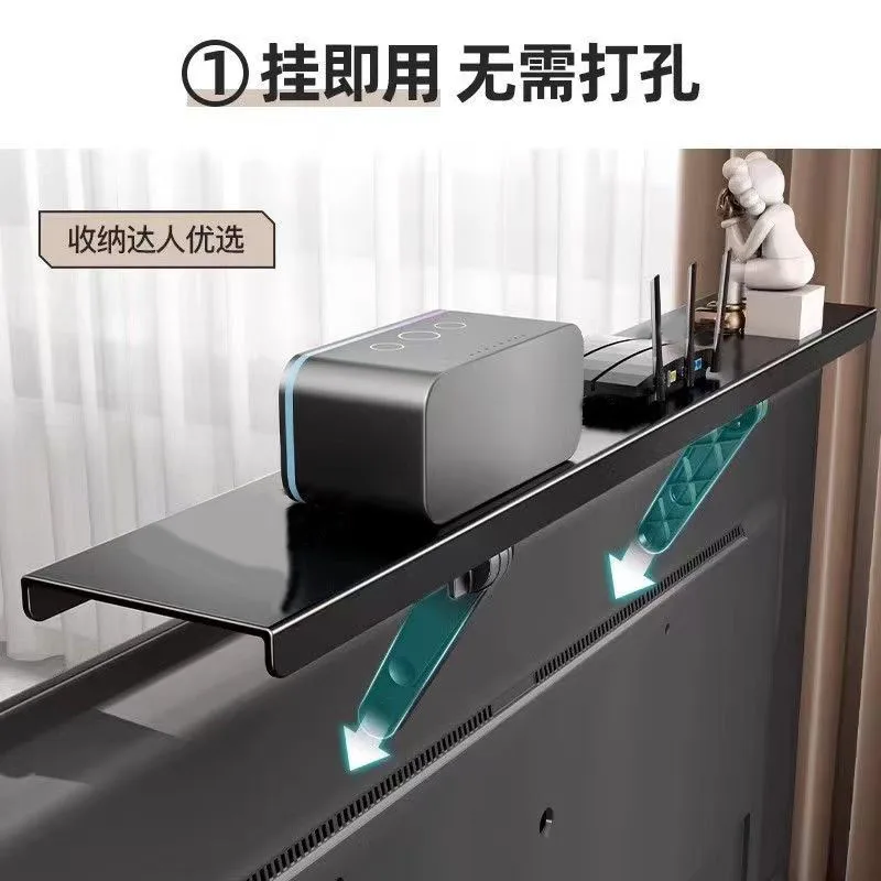 Полка для ТВ-приставки без сверления, держатель маршрутизатора, органайзер и кронштейн для гостиной, верхняя стойка для хранения из нержавеющей стали