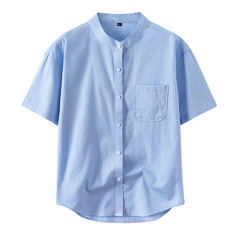 

Men's Striped Stand Collar Shirt | Summer Business Casual Short Sleeve | Lightweight & Breathable​ M-4XL