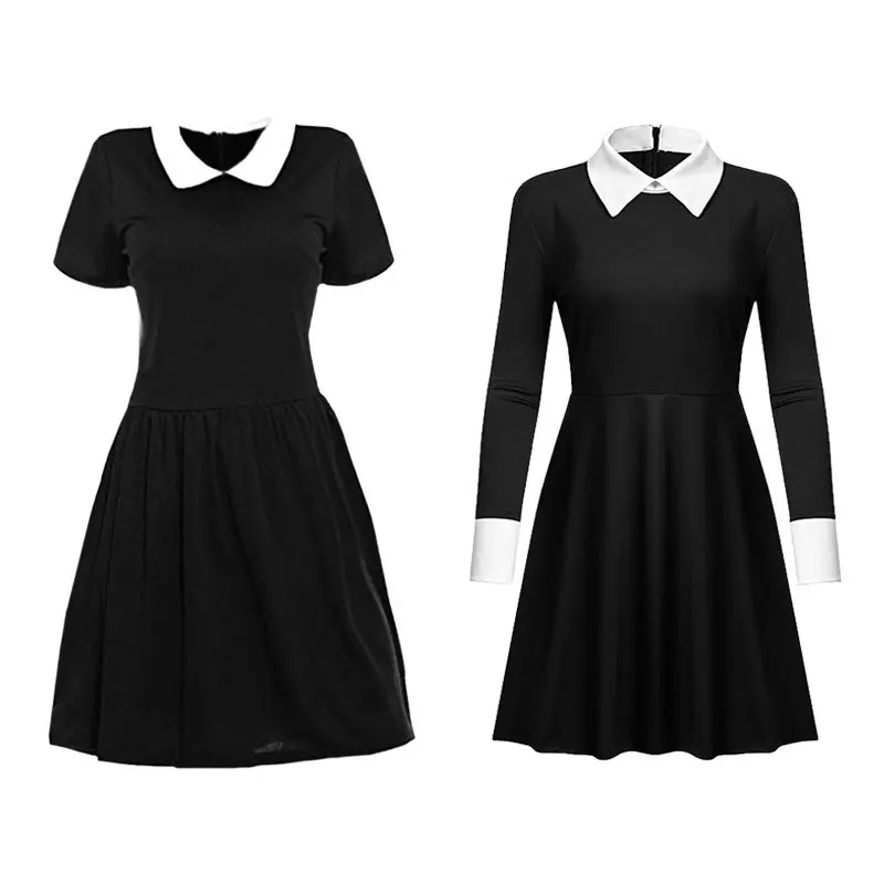 Bla Wednesday Adams Fly Cosplay Dr loween Costume Women's Traditional Clothing Stage Performance Hanfu