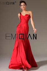 Special Occasion Dresses Mermaid One Shoulder Red Satin Long Evening Dresses Backless Fit Pageant Dress