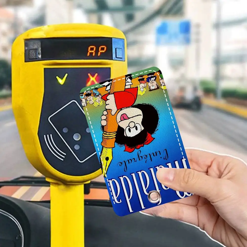 M-Mafalda Gir Holder Keychain With Keychain for Access Card Bus Pass & Card Credit ID Bank Card Protective Case