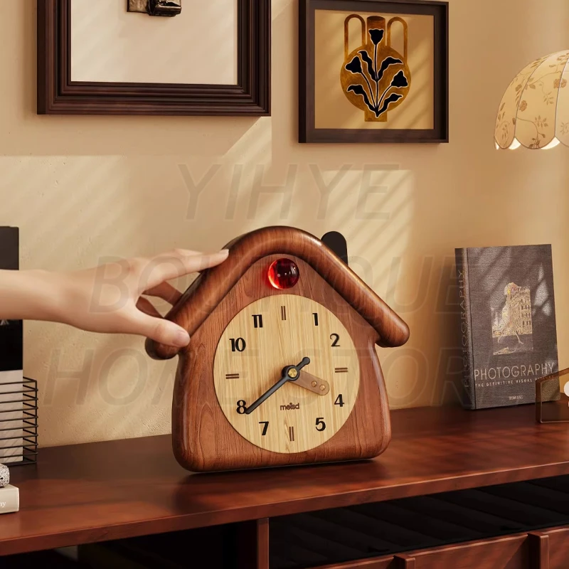

Solid Wood Art Desk Clock - Creative Tabletop Timepiece for Living Room or Entryway Decoration (Stylish Home Accent)