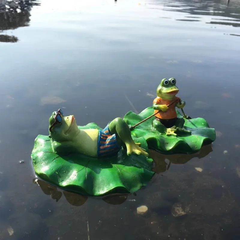 Floating frog ornament creative outdoor garden decoration gardening courtyard rockery fountain fish tank fish pond decoration la