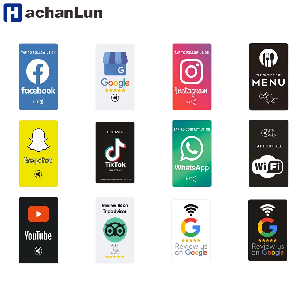 HACHANLUN Universal NFC Google Review Cards Facebook Instagam for iPhone/Android Tap URL Writing Social Business Review Cards