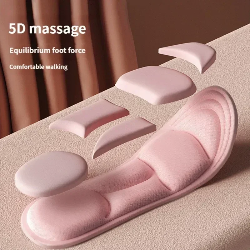 2pcs Women Men 5D Massage Memory Sport Insoles for Shoes Flat Feet Anti-slip Foot Care Tool Inserts & Cushions Soft Insole