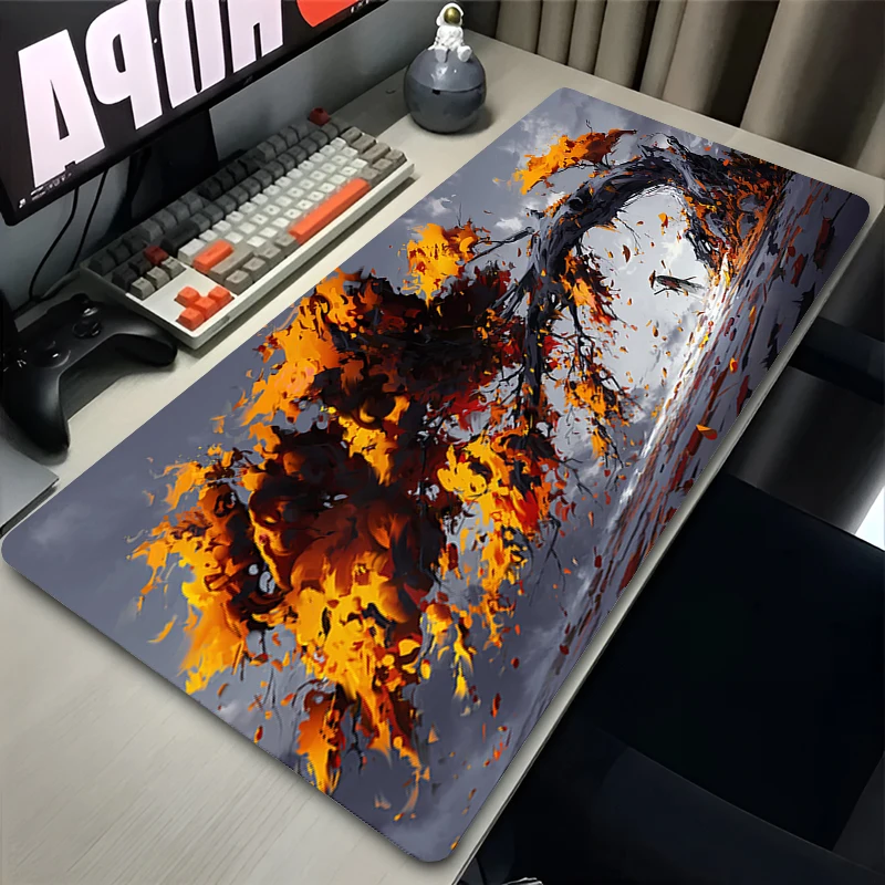 Gaming Mouse Pad Oni Mask Samurai Mousepad Gamer HD Desk Mat Keyboard Pad Carpet Computer Table Surface For Accessories Mausepad