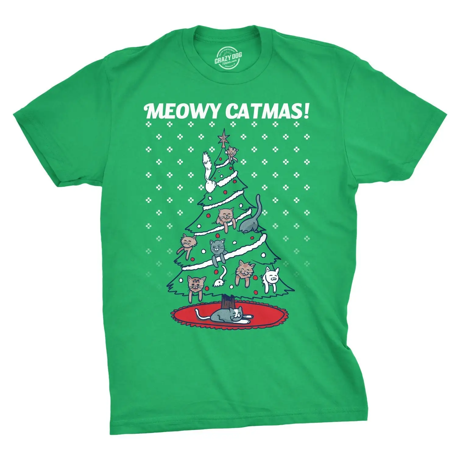 Cat Christmas T Shirt Funny Kittens Xmas Meowy Catmas Tacky Tree Ugly