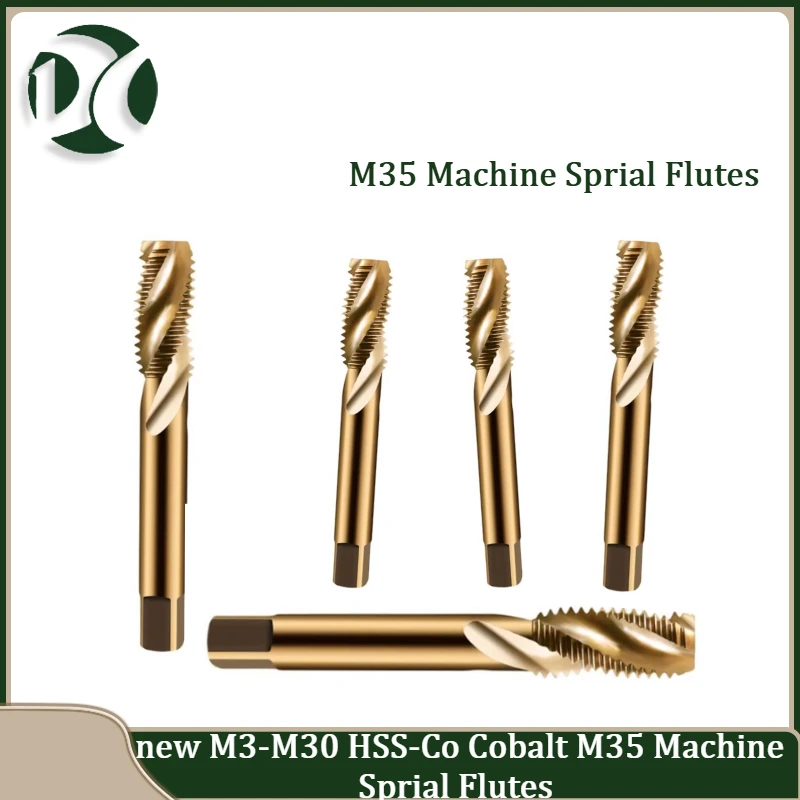 new M3-M12 HSS-Co Cobalt M35 Machine Sprial Flutes Taps Metric Screw Tap Straight groove Right Hand Thread Plug Tap Drill