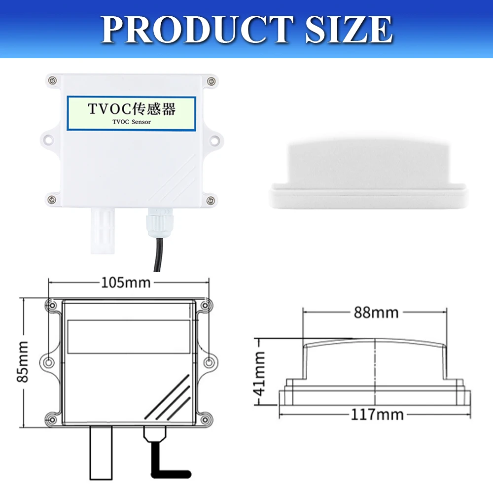 NEW TVOC Gas Detector Sensor Air Quality Transmitter RS485 0-5V 0-10V 4-20MA Output Environmental Monitor