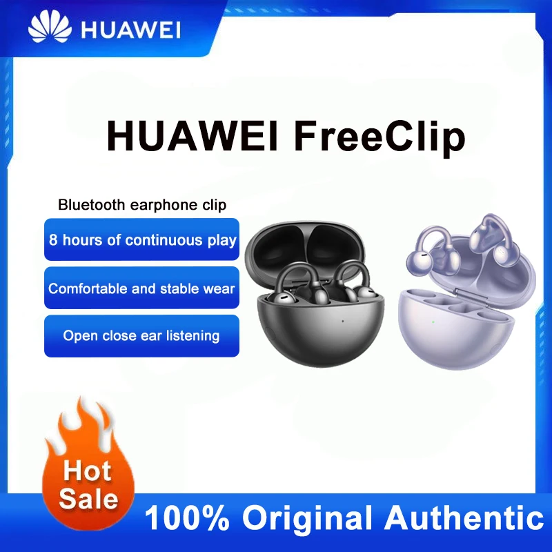 

Беспроводной Bluetooth наушник Huawei FreeClip с костной проводимостью, с открытым ухом, шумоподавляющий наушник, Спортивная Музыкальная гарнитура для бега и игр