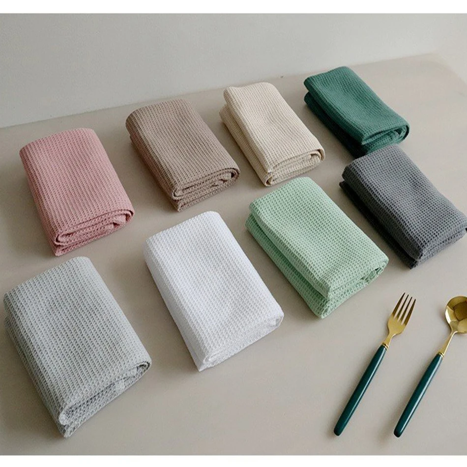 1/4PCS 100%Cotton Waffle Weave Napkins, Absorbent Teatowel Dinner Table Reusable Towel,Kitchen Household Durable Cloth,17x25Inch