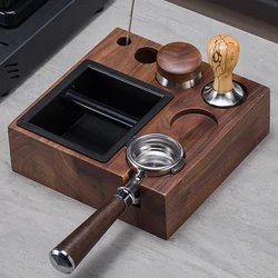 51/54/58mm Coffee Tamper Station Stand Coffee Knock Box Wooden Support Base Protafilter Holder Distributor Mat Barista Tools