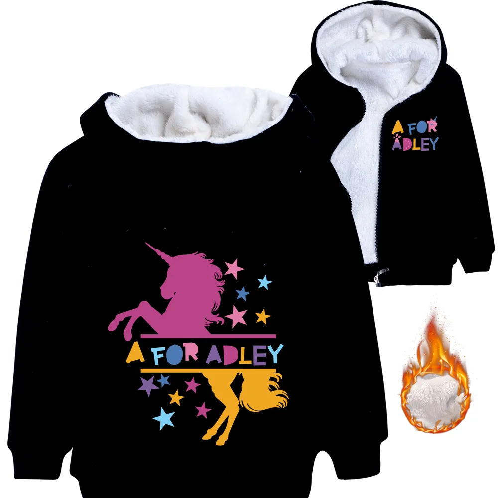 

New Kids Winter A For Adley Coats Children Outerwear Boys Warm Fleece Zipper Jacket Baby Girls Hoodie For Children Clothing