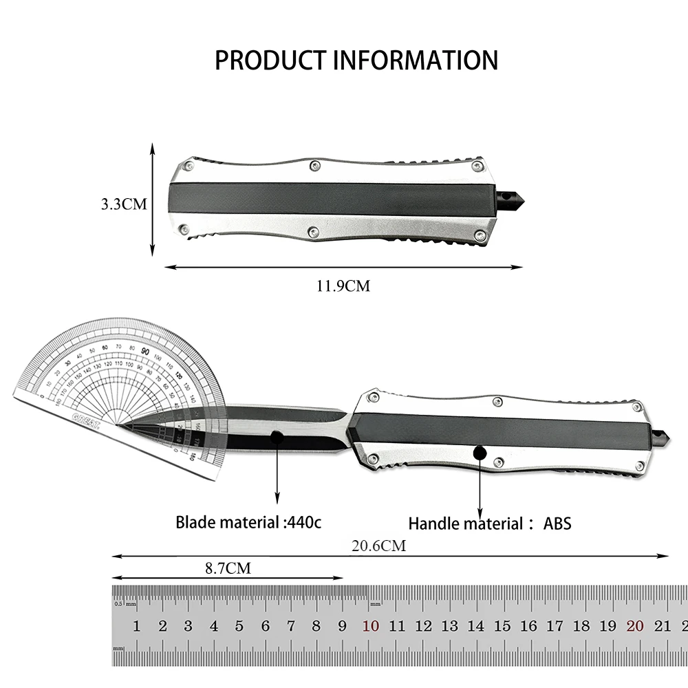 440C Steel Portable Utility Multitools Fruit Knife Sharp Blade Cutting Tools Multifunctional Pocketknife Gift for Men ABS Handle