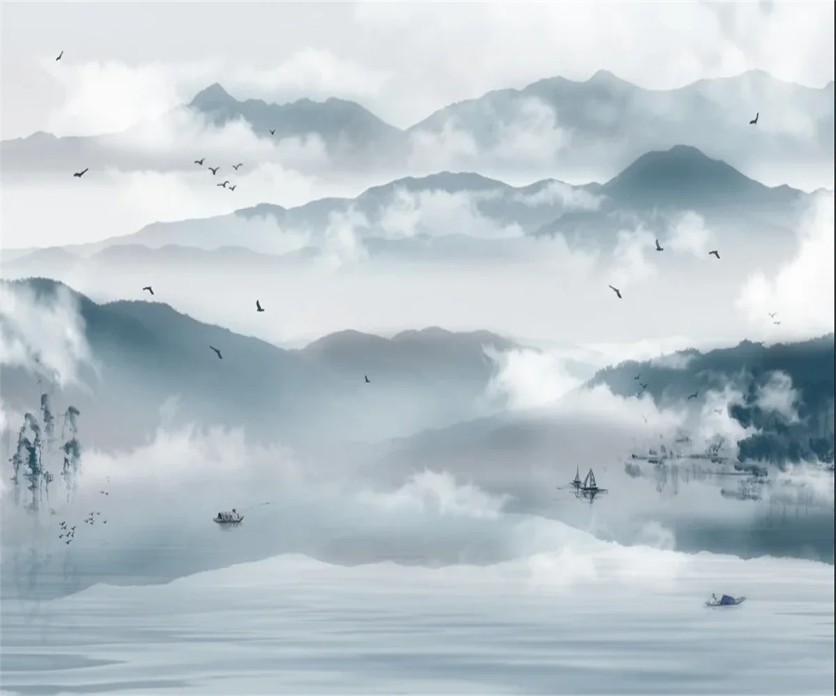 

Фотообои на заказ с изображением белых облаков и пейзажа, 3D-обои для декора стены за диваном или телевизором, для дома и спальни