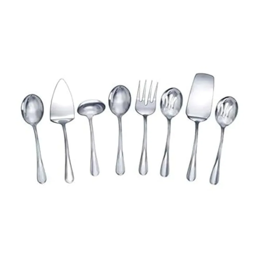 

Набор для сервировки Mikasa Gourmet Basics Kaylee из 8 предметов: половник, ложка для лазаньи, ложка для торта, столовые ложки из нержавеющей стали 18/10