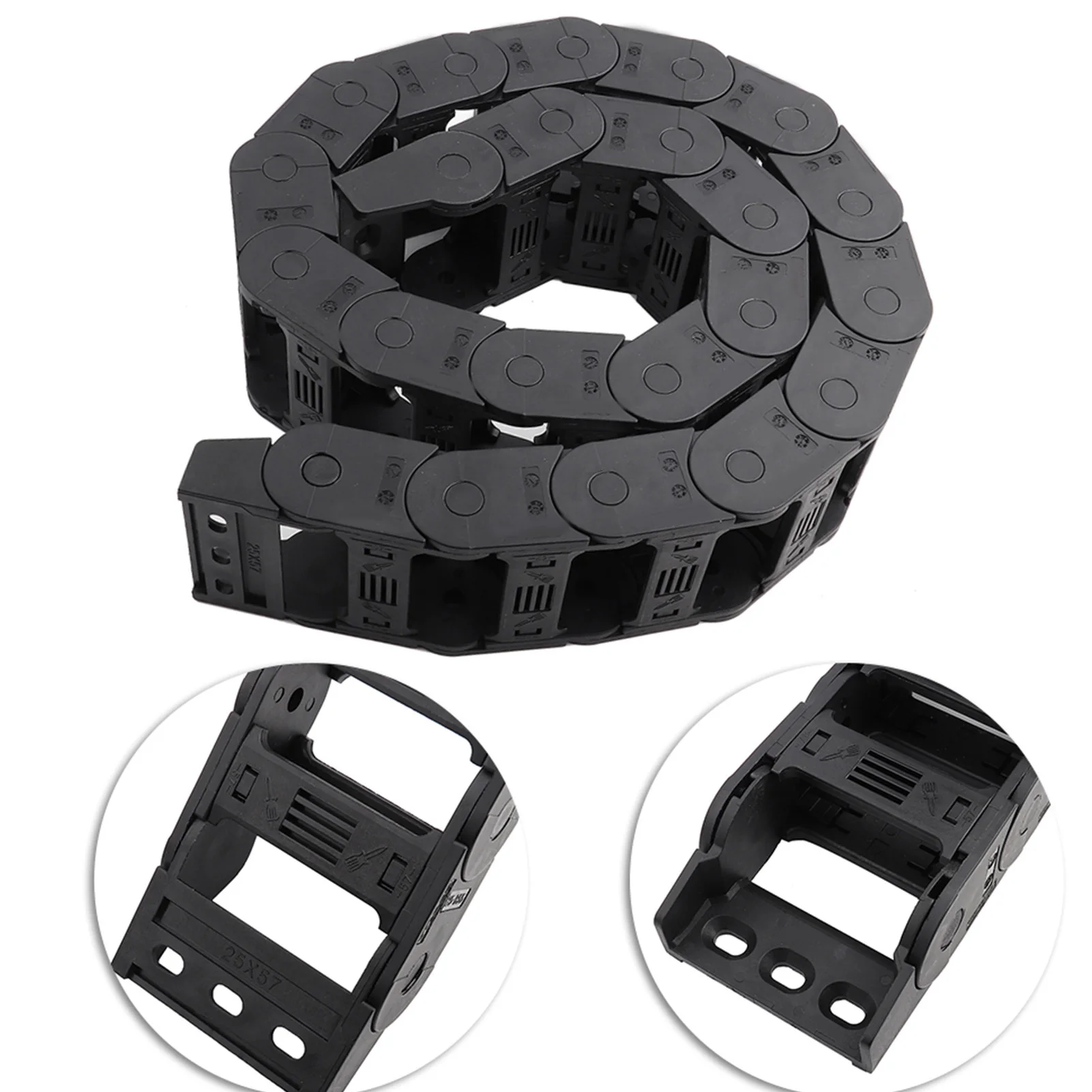 

100cm 25 x 57mm Nylon Open Both Side Wire Carrier Drag Chain Engraving Machine Accessory Cable Carrier Drag Chain