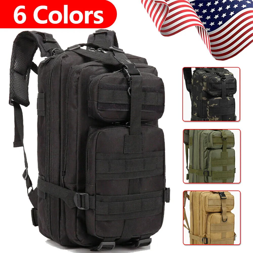 Mochila táctica de 30L, mochila de asalto Molle 3P, mochilas de caza para acampar, mochila de camuflaje de 3 días, mochila de viaje al aire libre para senderismo para hombres
