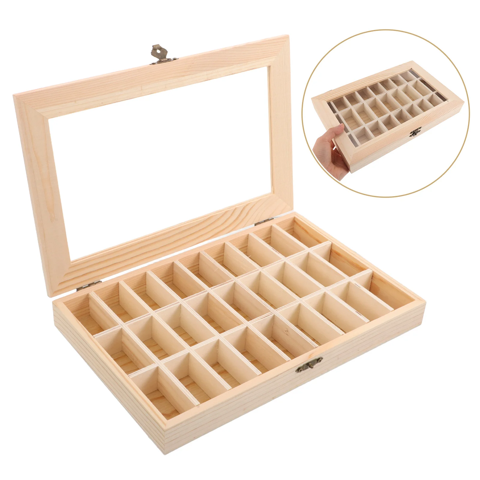 

Wooden Mineral Specimen Display Box Clear Lid Rock Collection Organizer Crystal Display Case for Teaching Museum