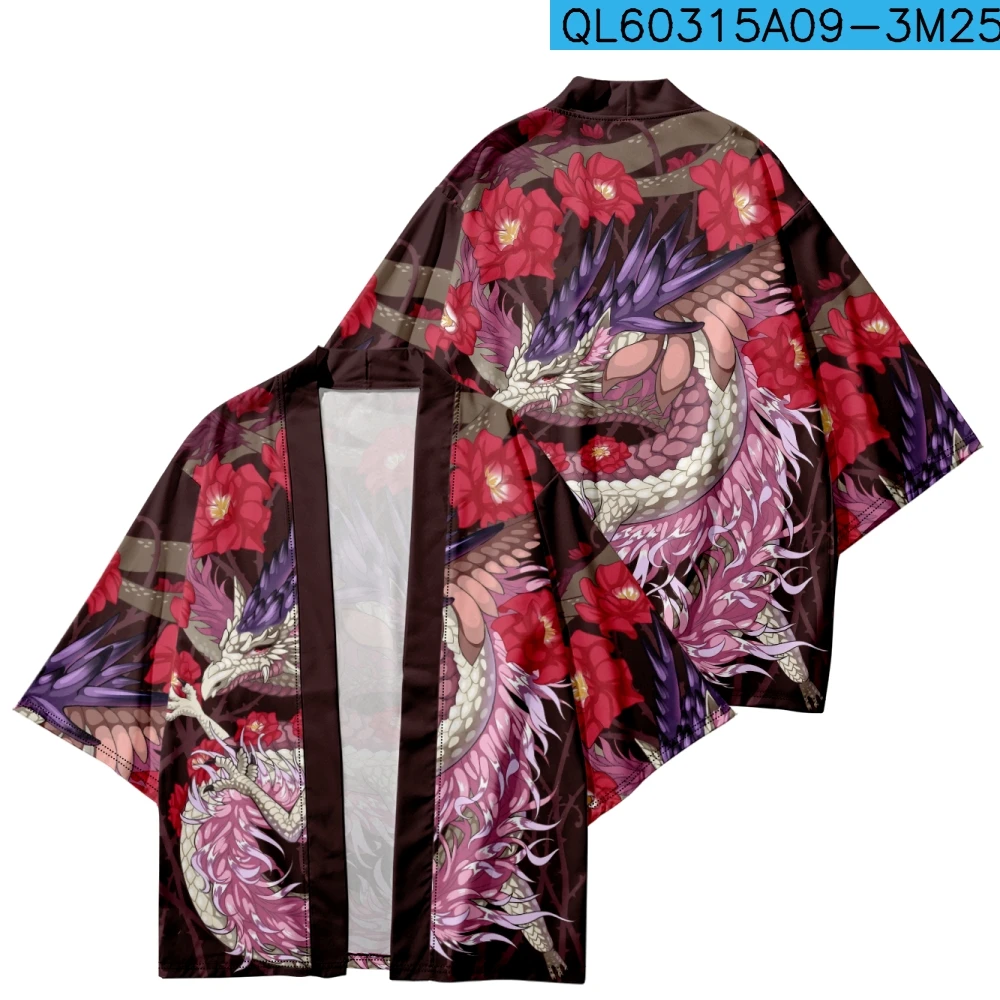 Traditional Japanese Samurai Anime Streetwear Cardigan Yukata Cartoon Print Cosplay Kimono Clothing Women Men Haori