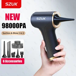 SZUK 98000PA Car Vacuum Cleaner Mini Powerful Cleaning Machine Strong Suction Portable Handheld Wireless for Car Home Appliance