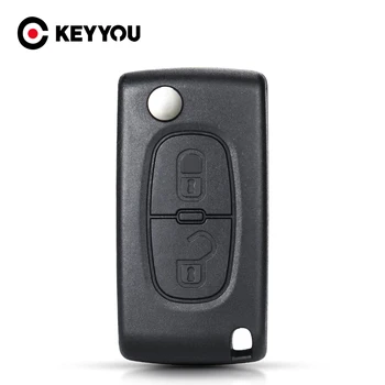 Keyyou Flip Vouwen Cae Key Case Blanco Shell Voor Peugeot 107 207 307 307S 308 407 607 2006 Voor citroen C2 C3 C4 C5 C6 C8