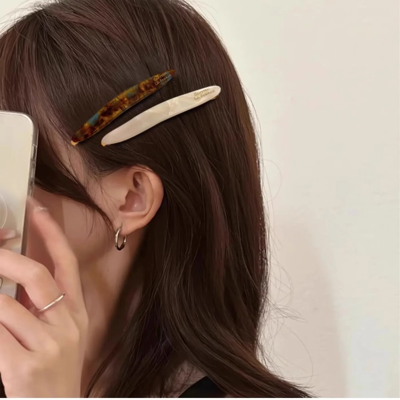 1pc Acetate Hair Clip Amber Color 2026 New Korean Side Bangs Baby Hair Grip Flat Spring Clamp for Women Daily Wear