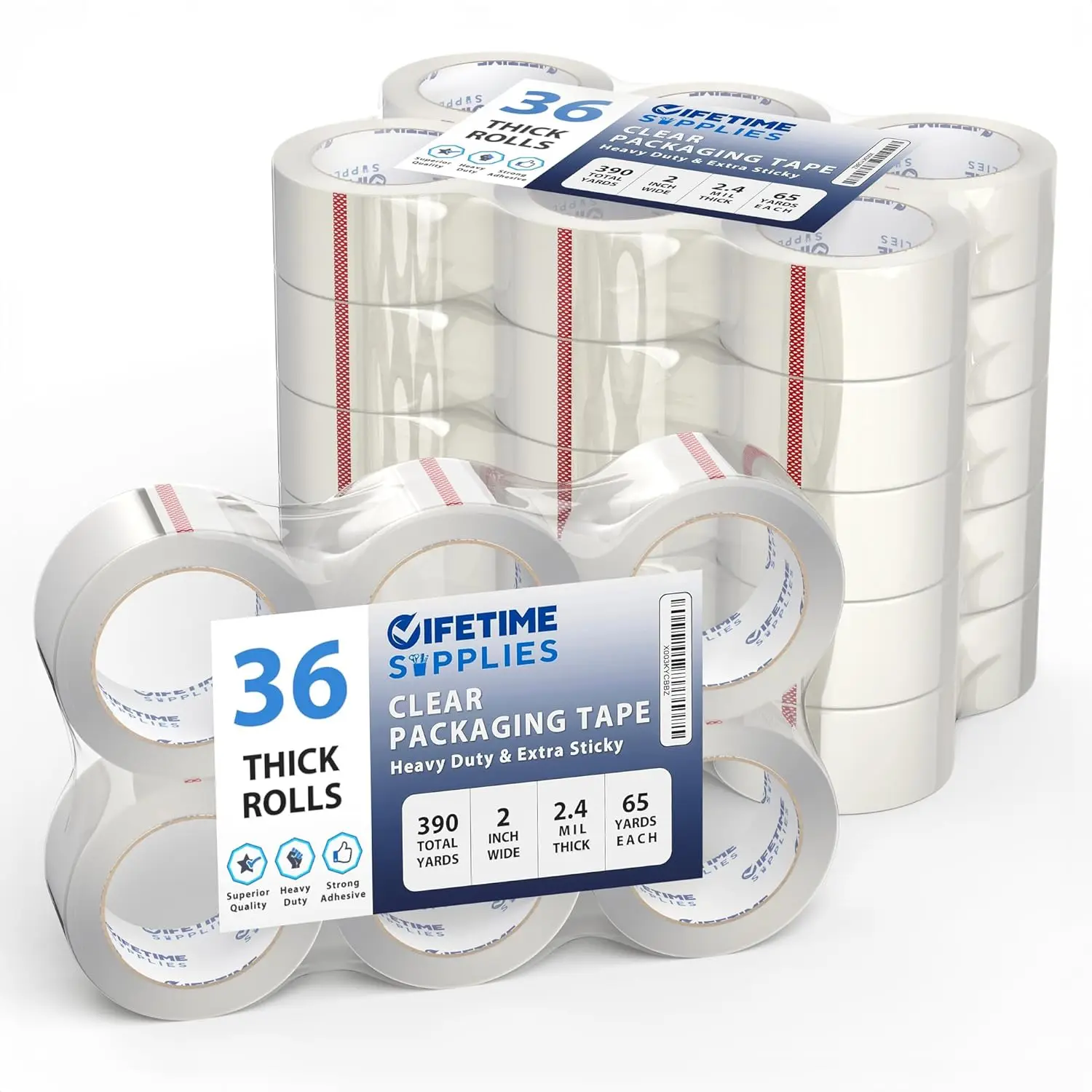 

36 Rolls [Upgraded] Clear Premium Packing Tape, 65 Yards, 2.2 mil, Heavy Duty Packaging Tape for Shipping, Moving, Seali