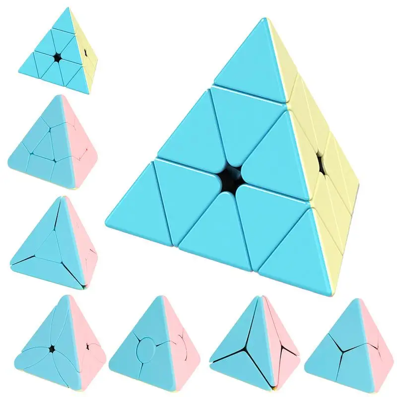 

Pyramid Magic Cube Stickerless Speed Puzzle Cube Candy Colors Triangle Magic Cube Puzzle Toys Kids Educational Speed Cubes