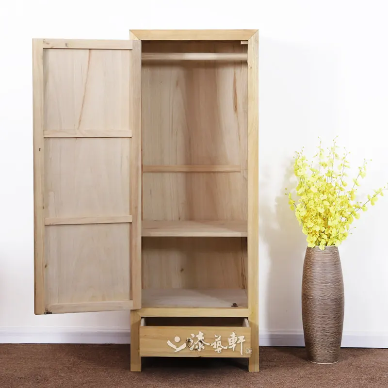 Chinese single-door wardrobe, camphor wood solid wood, bedroom storage storage cabinet, overall furniture