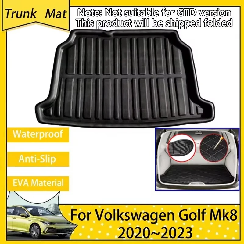 Car Trunk Mat for Volkswagen VW Golf 8 Mk8 2020 2021 2022 2023 Waterproof Pad Rear Boot Cargo Floot Tray Carpet Auto Accsesories
