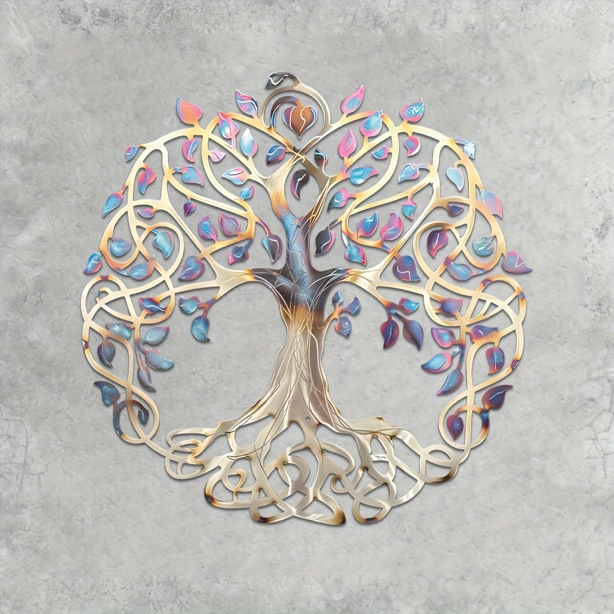 1pc of colorful Infinite Life Tree metal wall sculpture - Bright and colorful artistic design, durable metal work for indoor