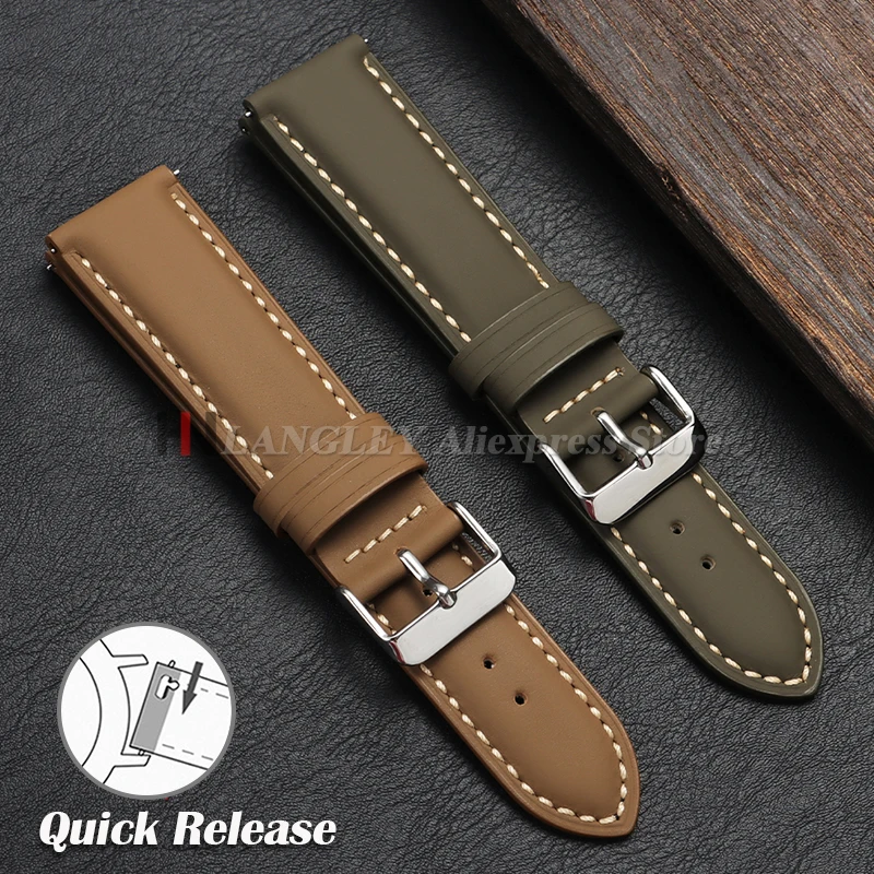 カーフスキンレザー時計バンドソフト素材時計バンドリストストラップ 18 ミリメートル 20 ミリメートル 22 ミリメートルシルバーステンレス鋼バックルサムスン時計用
