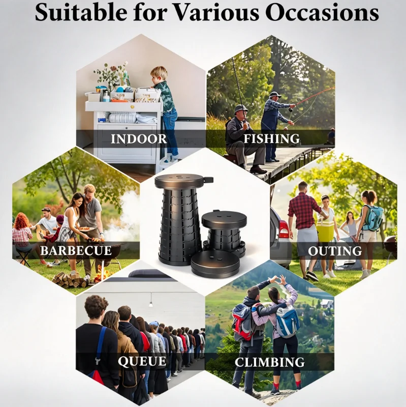 Ultra Light Collapsible Compact Stool, Load Bearing Portable Camping Seat for Hiking Fishing Outdoor Bus Subway Commuting