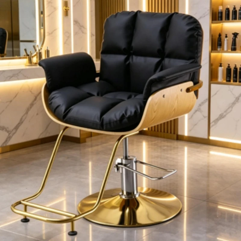 

Beauty Aesthetic Black Barber Chair Classic Retro Salon Barbershop Chair Trendy Equipment Cadeira De Barbeiro Furniture