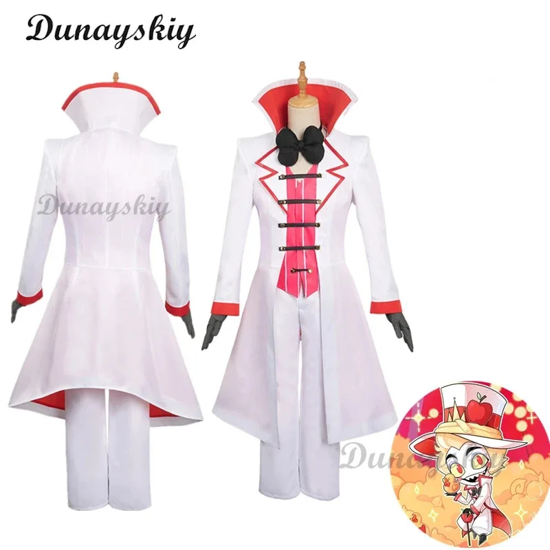 2025 New  Hazbin Lucifer Cosplay Anime Hotel Morningstar Cosplay Costume Wig Daddy White Suit Devil Hell Halloween Party Adu ★ ★