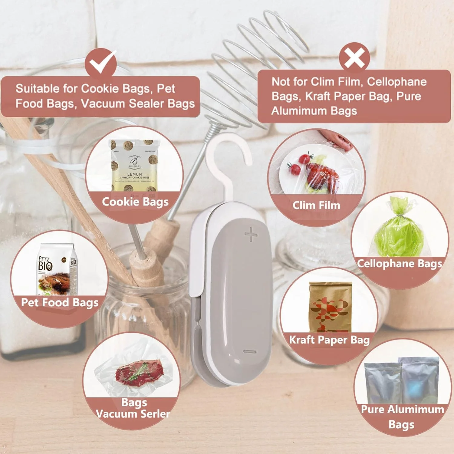 미니 백 실러, 2 in 1 칩 실러 히트 씰 및 컷 휴대용 미니 씰링 가정용 기계, 편리한 칩 백 실러, 휴대용