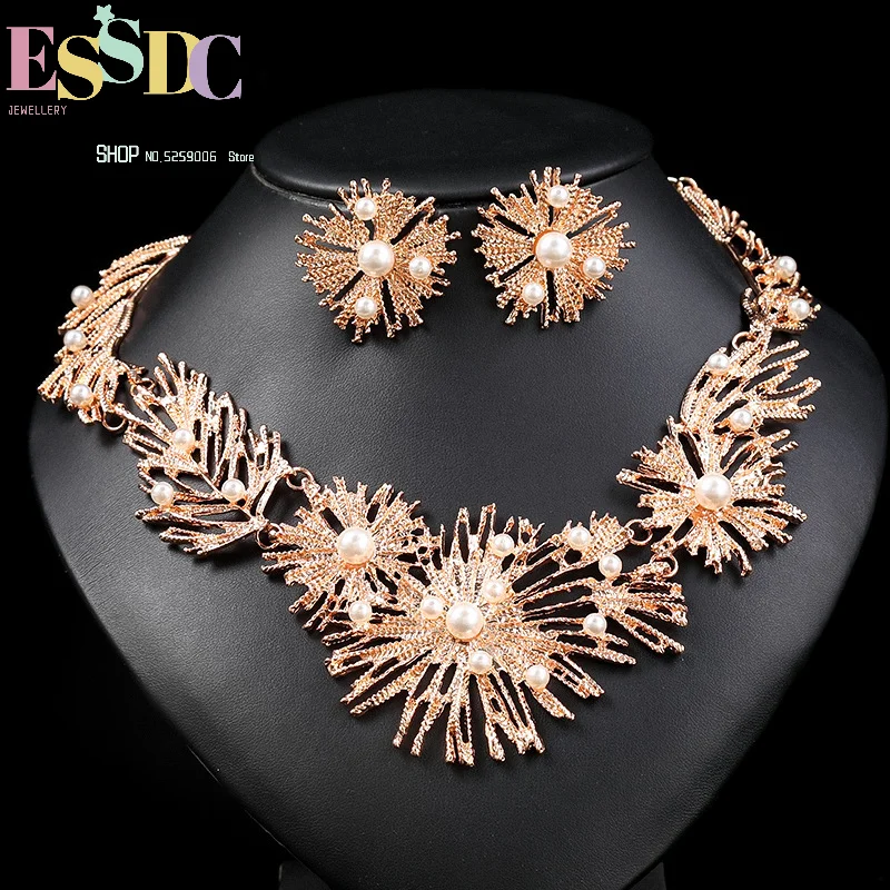 Luxurious quality jewelry two-piece necklace set for women alloy elegant bridal dress banquet accessories exquisite and