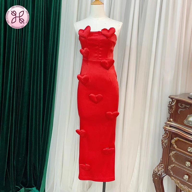 

Solid Slim Fit Spliced Appliques Vintage Sexy Dresses For Women Strapless Sleeveless Backless High Waist Chic Dress Female