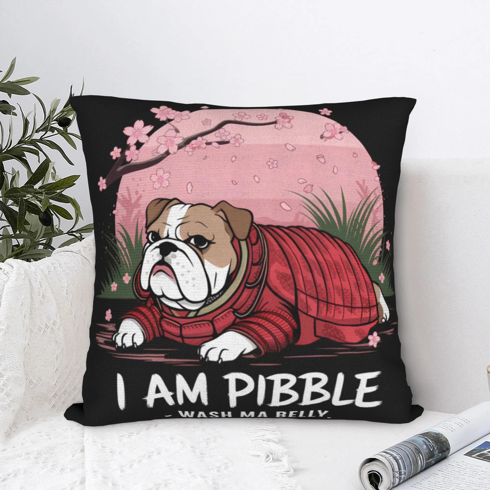 Meme Cute Funny Dog Animal Humor Pitbull Pibble Pillow Cover  Kawaii Pillow Case For Sofa Car Home Decor Soft Cushion Cover Gift
