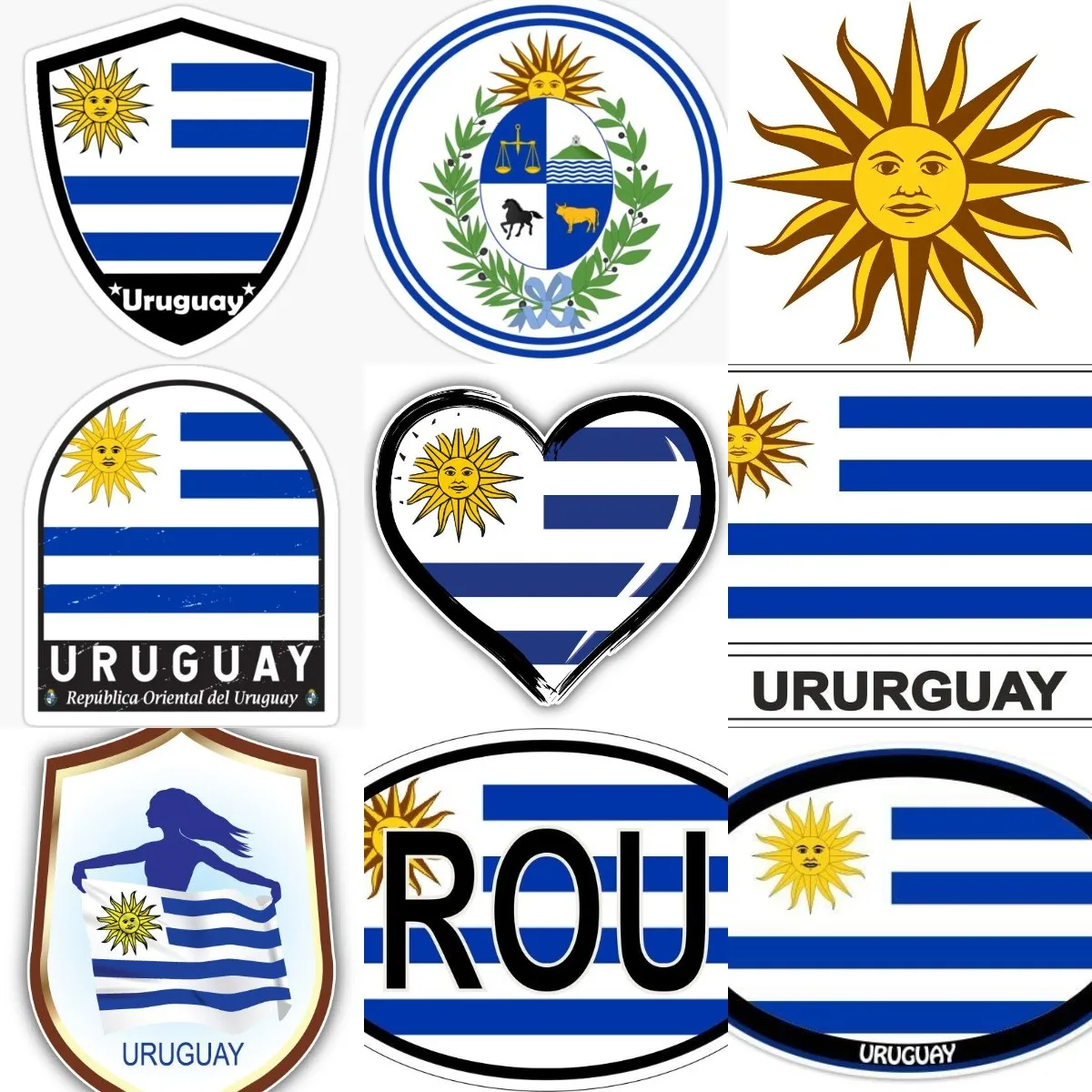 Creative Uruguay Flag National Emblem Sun Stickers for Covered Scratch Decorate Car Motorcycle Wall Room Table Off-road Truck