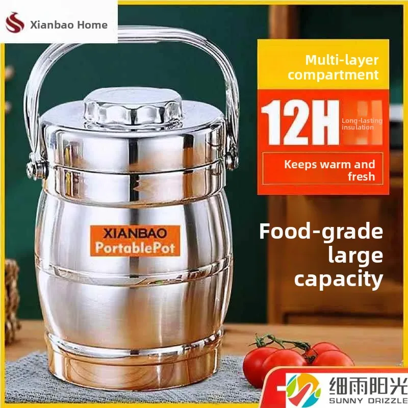 Large Capacity Stainless Steel Insulated Lunch Box 316 Food Grade Super Insulation for Adults Student 24 Hours Thermal Food C...