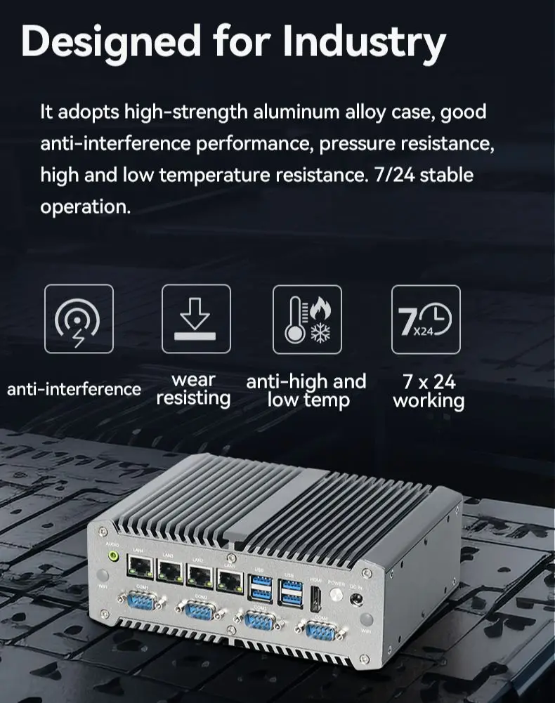 Industrial Mini PC i7-8250U 4x Intel i211AT LAN  6x COM DB9 8x USB GPIO LVDS Support WiFi 4G IoT Win10/11 Linux Pfsense