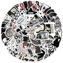 50pcs Black and White Retro Aesthetic 90s 00s Y2K Girls Stickers For Laptop Water Bottle Luggage Notebook Phone Vinyl Decals