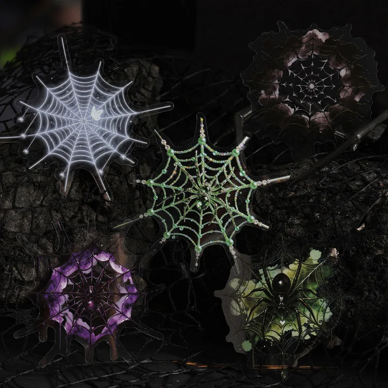 10Pcs/pack Vintage Gothic Dark Spider‑Web Stickers DIY Decor Supplies for Planner Notebook Album Decoration Sticker