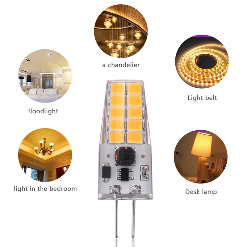 LICE-10PCS G4 Светодиодная лампа переменного/постоянного тока 12 В-24 В 3 Вт Светодиодная лампа G4 20 светодиодов Угол 360 2835SMD Замена галогенной лампы 30 Вт