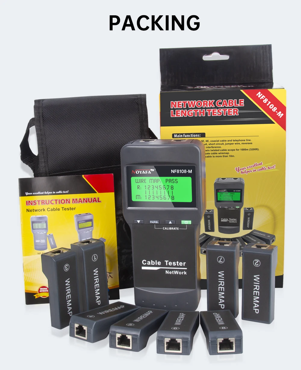 NOYAFA NF-8108M Digitaler LAN-Kabeltester RJ45 Netzwerkmessgerät 5E 6E Koaxialkabel-Tracker-Tool zur Messung der Netzwerkkabellänge – Detail 11